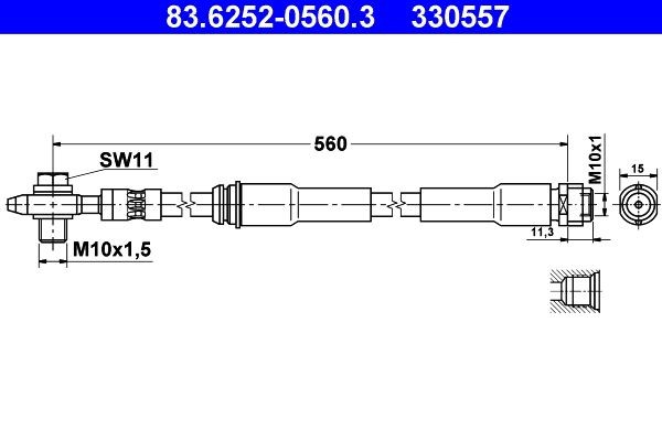 ATE 83.6252-0560.3 Brake hose 560 mm, M10x1
