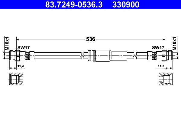 Audi A3 Brake hose 960169 ATE 83.7249-0536.3 online buy
