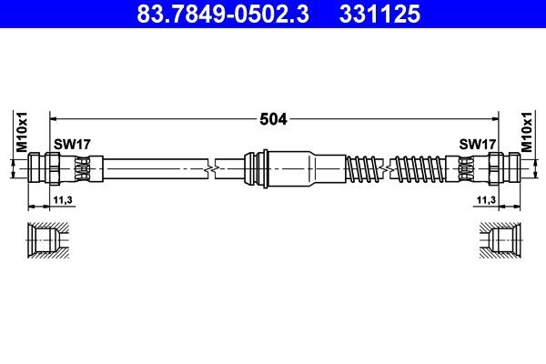 Audi A3 Flexible brake hose 960247 ATE 83.7849-0502.3 online buy