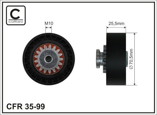 CAFFARO Ø: 71mm Deflection / Guide Pulley, v-ribbed belt 35-99 buy