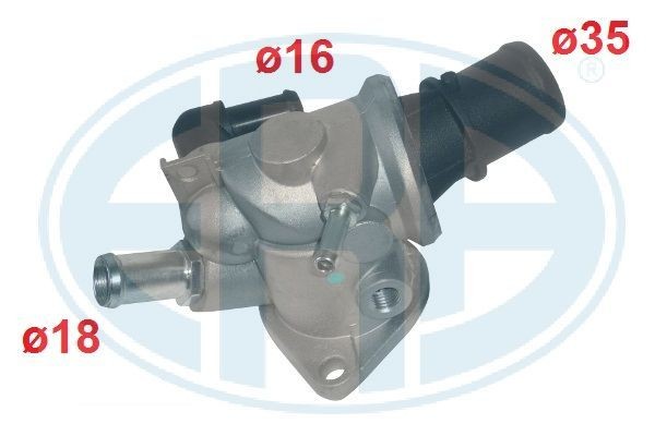 ERA 350023 Engine thermostat Opening Temperature: 88°C, with seal, without sensor, Cast Aluminium, Metal, with housing