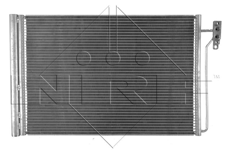 350224 NRF AC condenser LAND ROVER with dryer, with seal ring, EASY FIT, 15,4mm, 13,7mm, Aluminium, 605mm