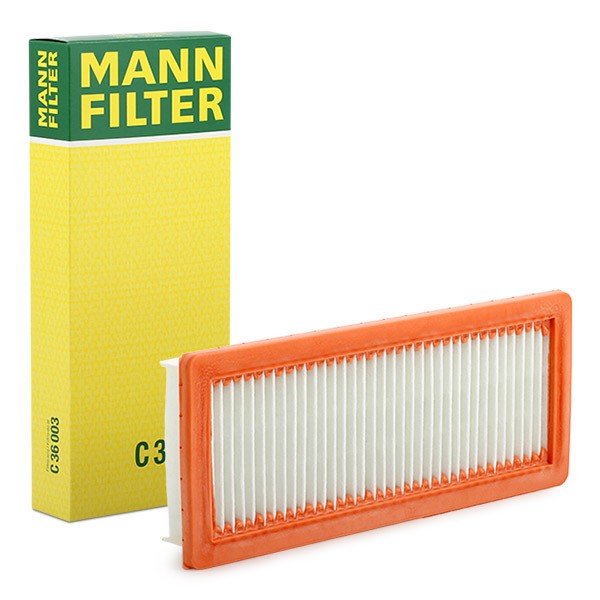 C 36 003 MANN-FILTER Air filters OPEL 46mm, 145mm, 356mm, Filter Insert