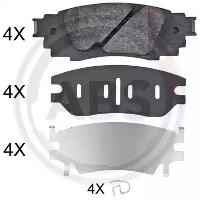 22434 A.B.S. without integrated wear sensor Height 1: 42,8mm, Width 1: 121,2mm, Thickness 1: 14,5mm Brake pads 35135 buy