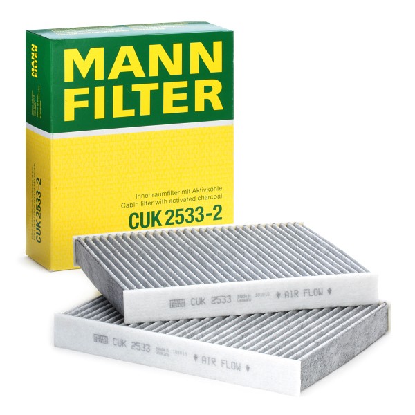 MANN-FILTER Activated Carbon Filter, 245 mm x 206 mm x 32 mm Width: 206mm, Height: 32mm, Length: 245mm Cabin filter CUK 2533-2 buy