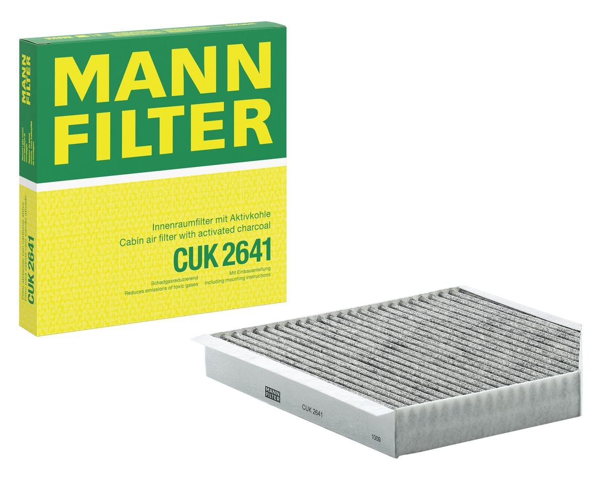 MANN-FILTER CUK2641 Air conditioner filter Activated Carbon Filter, 253, 256 mm x 256, 253 mm x 35 mm