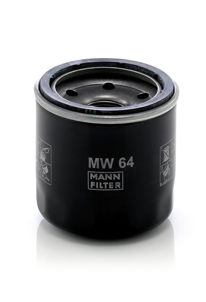 MW64 Oil filter MW 64 MANN-FILTER M 20 X 1.5, with one anti-return valve, Spin-on Filter