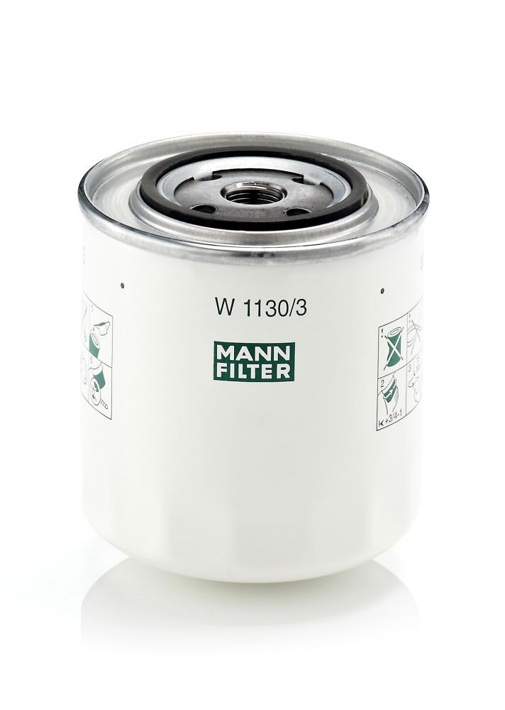 MANN-FILTER W 1130/3 Oil filter 3/4-16 UNF, with one anti-return valve, Spin-on Filter