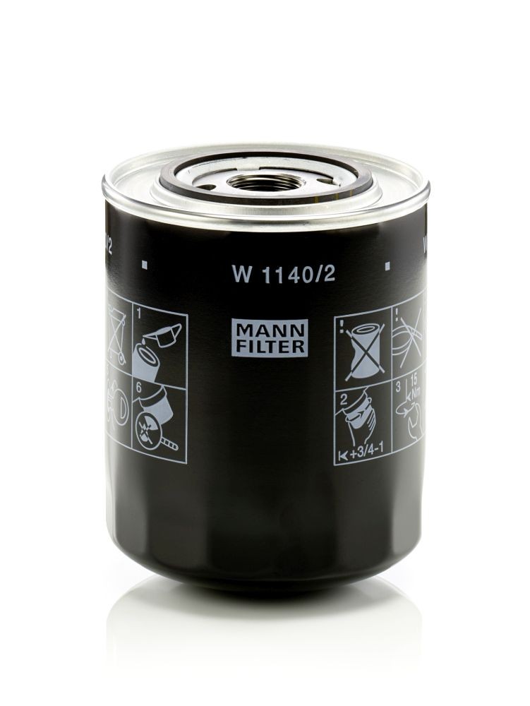 W1140/2 Oil filter W 1140/2 MANN-FILTER 1-12 UNF- 1B, with one anti-return valve, Spin-on Filter