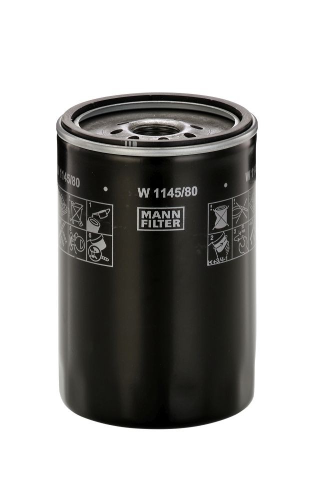 MANN-FILTER 1-12 UNF- 2B, with one anti-return valve, Spin-on Filter Ø: 102mm, Height: 152mm Oil filters W 1145/80 buy