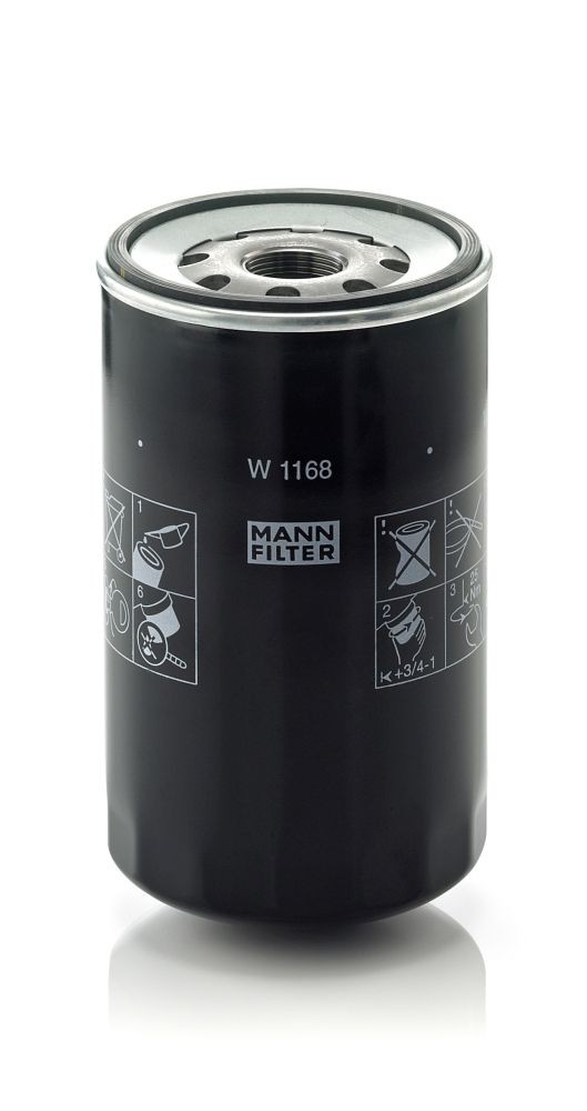 MANN-FILTER 1 1/8-16 UN, with one anti-return valve, Spin-on Filter Ø: 108mm, Height: 186mm Oil filters W 1168 buy