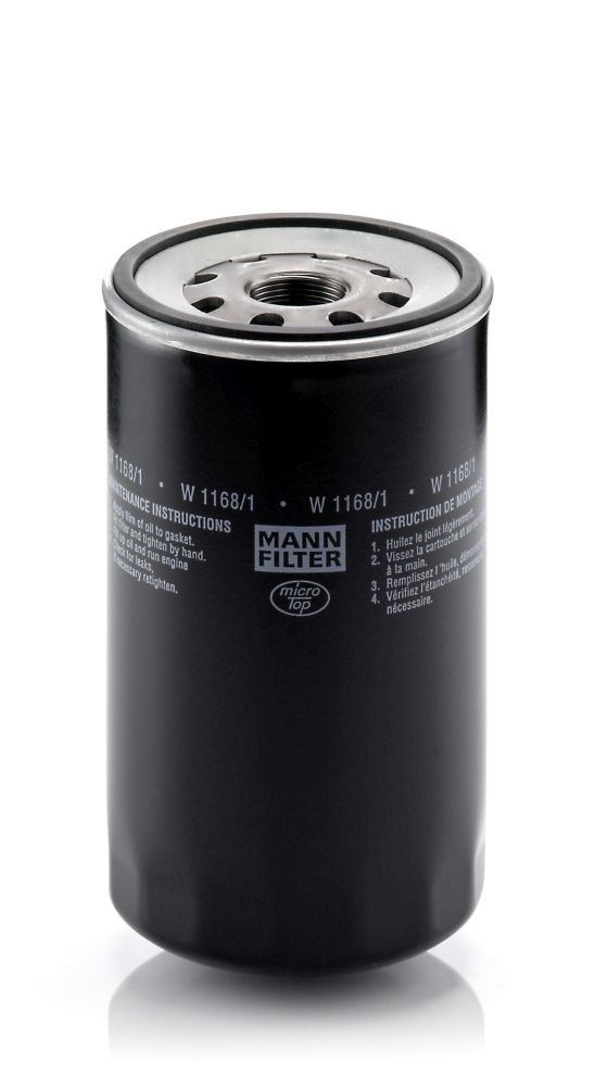 MANN-FILTER W 1168/1 Oil filter 1 1/8-16 UN, with one anti-return valve, Spin-on Filter