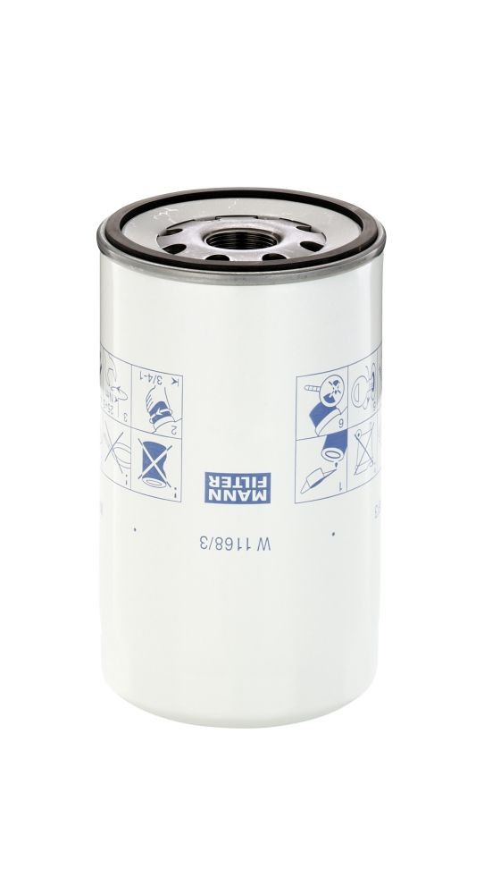 MANN-FILTER 1 1/8-16 UN-2B, Spin-on Filter Ø: 108mm, Height: 186mm Oil filters W 1168/3 buy