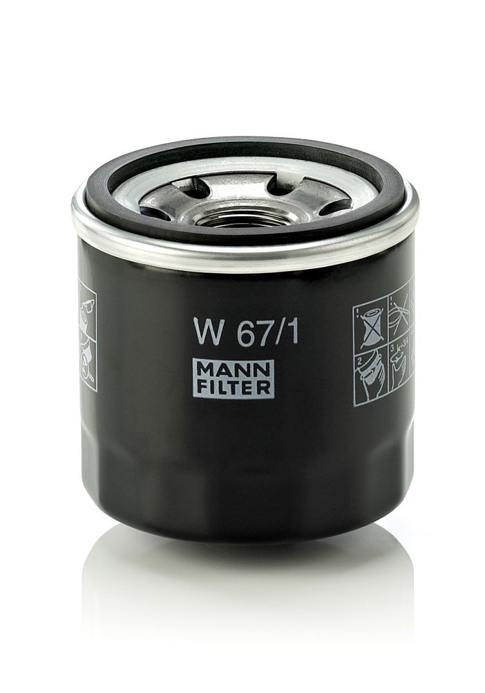 Filtro olio W 67/1 MANN-FILTER M 20 X 1.5, con una valvola blocco arretramento, Filtro ad avvitamento