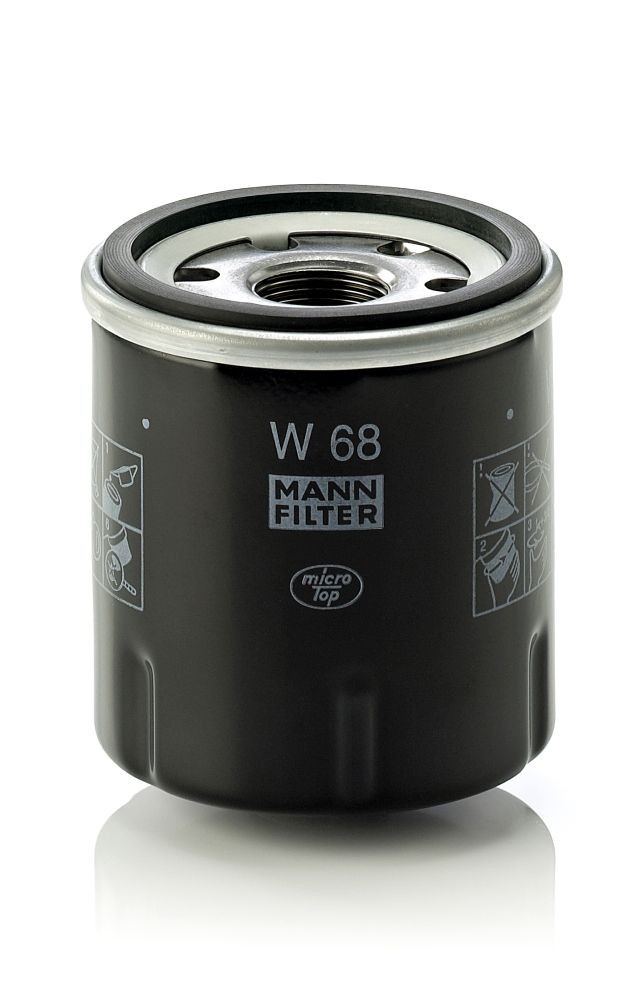W68 Oil filter W 68 MANN-FILTER M20x1.5, with one anti-return valve, Spin-on Filter