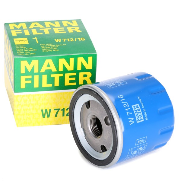 W 712/16 MANN-FILTER Filtro olio M 20 X 1.5, con una valvola blocco  arretramento, Filtro ad avvitamento ▷ AUTODOC prezzo e recensioni