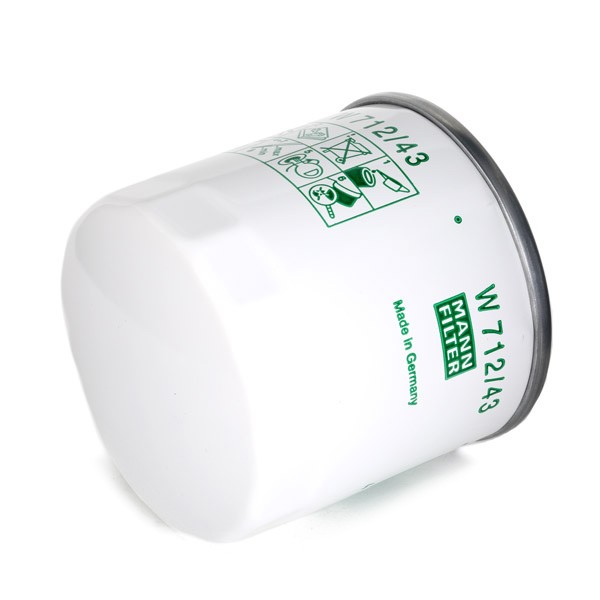 Engine oil filter MANN-FILTER 3/4-16 UNF, with one anti-return valve, Spin-on Filter - W 712/43