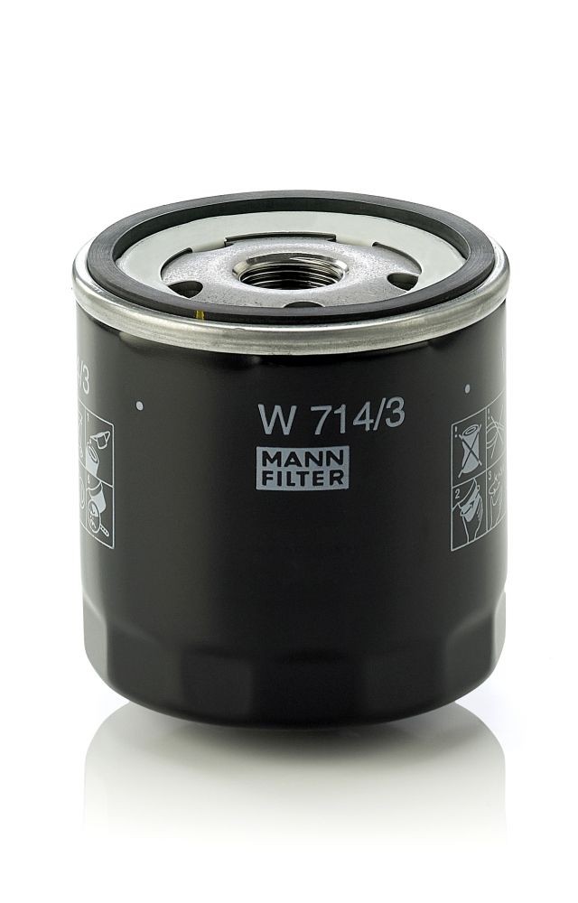 W714/3 Oil filter W 714/3 MANN-FILTER 3/4-16 UNF, with one anti-return valve, Spin-on Filter