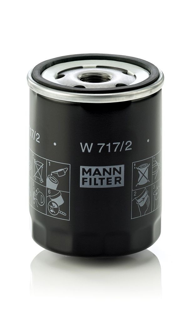 MANN-FILTER 3/4-16 UNF, with two anti-return valves, Spin-on Filter Ø: 76mm, Height: 100mm Oil filters W 717/2 buy
