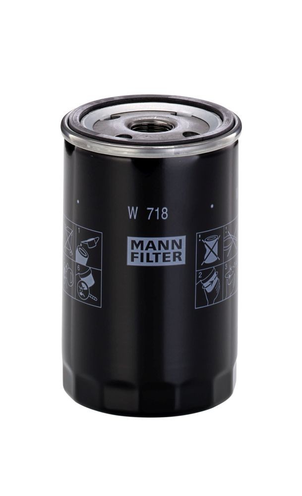 MANN-FILTER 3/4-16 UNF-1B, mit einem Rücklaufsperrventil, Anschraubfilter Ø: 76mm, Höhe: 123mm Ölfilter W 718 kaufen