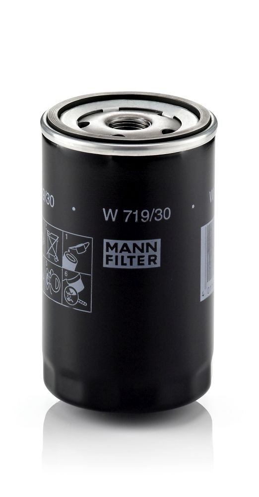 W719/30 Oil filter W 719/30 MANN-FILTER 3/4-16 UNF, with one anti-return valve, Spin-on Filter