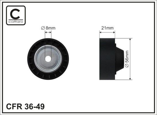 CAFFARO 36-49 Deflection / Guide Pulley, v-ribbed belt