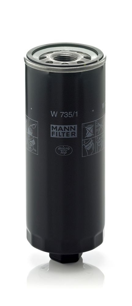 MANN-FILTER W 735/1 Oil filter M 24 X 2, with one anti-return valve, Spin-on Filter