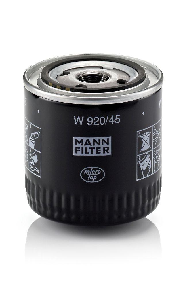 W920/45 Oil filter W 920/45 MANN-FILTER M22x1.5, with one anti-return valve, Spin-on Filter