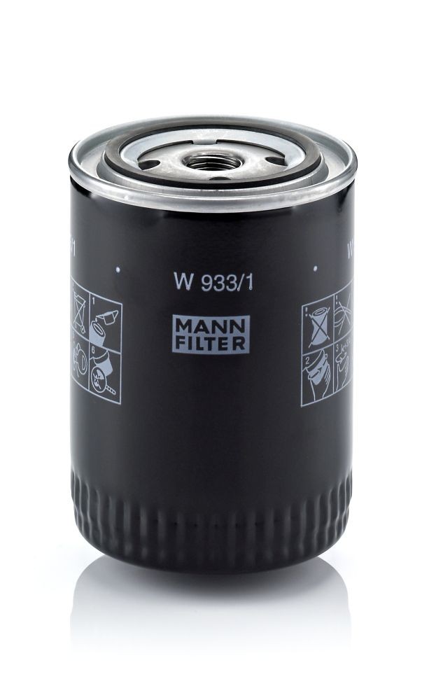 MANN-FILTER W 933/1 Oil filter 3/4-16 UNF, with one anti-return valve, Spin-on Filter