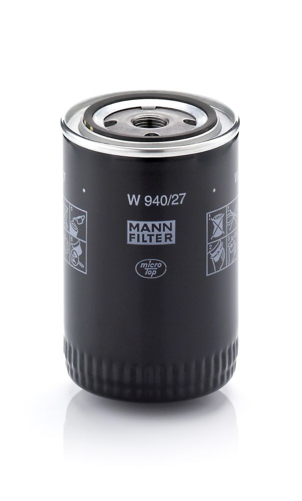 MANN-FILTER 3/4-16 UNF, with one anti-return valve, Spin-on Filter Ø: 93mm, Height: 142mm Oil filters W 940/27 buy