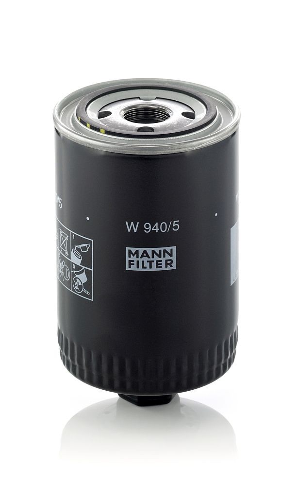 W940/5 Oil filter W 940/5 MANN-FILTER 1-12 UNF, with one anti-return valve, Spin-on Filter
