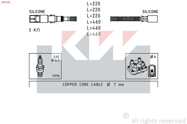FACET 4.9643 KW 360643 Ignition Cable Kit Q0002576V002000000