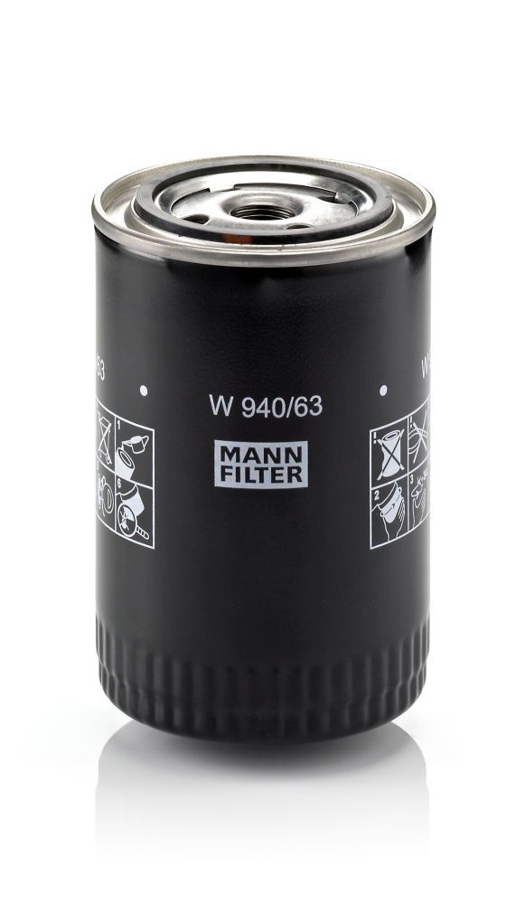 MANN-FILTER 3/4-16 UNF, with two anti-return valves, Spin-on Filter Ø: 93mm, Height: 143mm Oil filters W 940/63 buy