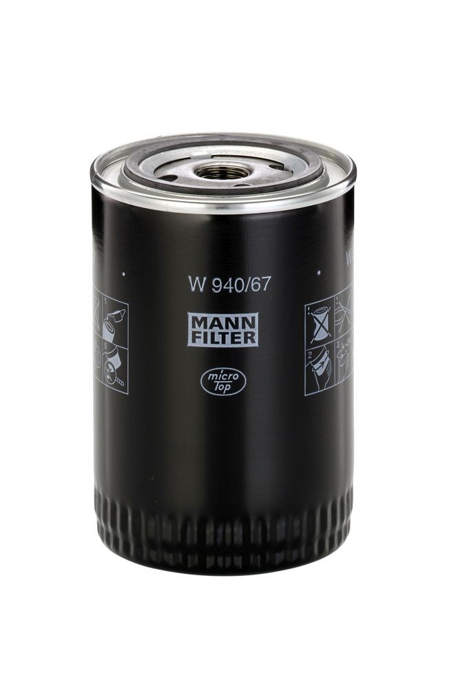 MANN-FILTER 3/4-16 UNF-1B, with one anti-return valve, Spin-on Filter Ø: 93mm, Height: 142mm Oil filters W 940/67 buy