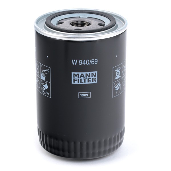 W940/69 Oil filter W 940/69 MANN-FILTER M 22 X 1.5, with one anti-return valve, Spin-on Filter