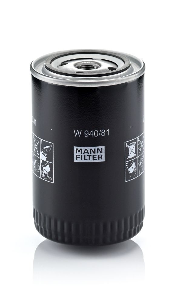 W940/81 Oil filter W 940/81 MANN-FILTER 3/4-16 UNF, with one anti-return valve, Spin-on Filter