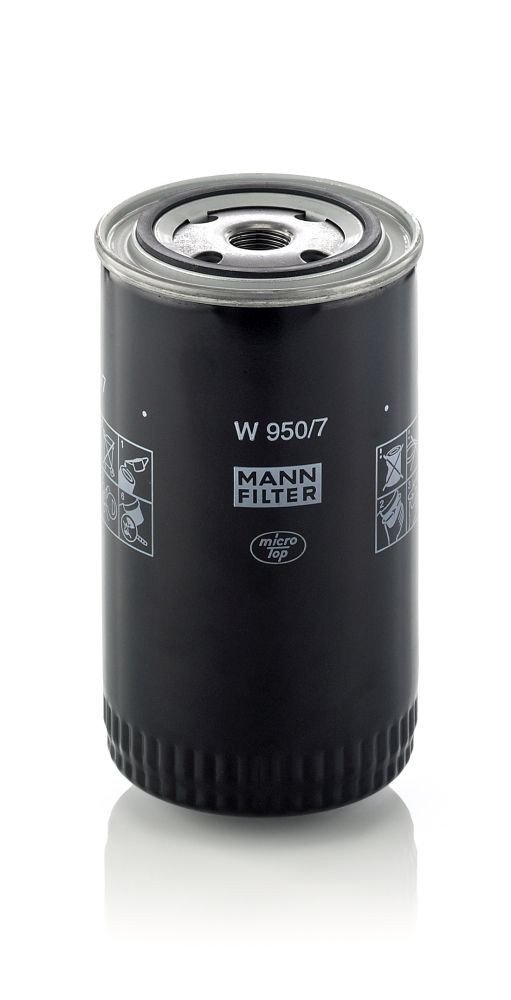 W950/7 Oil filter W 950/7 MANN-FILTER 3/4-16 UNF, with one anti-return valve, Spin-on Filter
