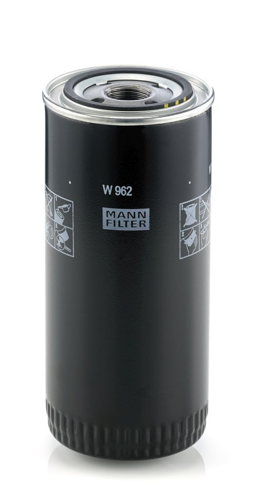 W962 Oil filter W 962 MANN-FILTER 1-12 UNF, with one anti-return valve, Spin-on Filter