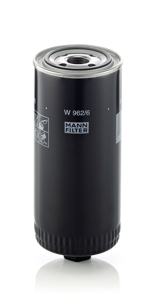 W962/6 Oil filter W 962/6 MANN-FILTER 1-12 UNF, with one anti-return valve, Spin-on Filter