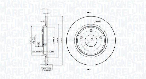 Original MAGNETI MARELLI DFV1150 Brake disc kit 360406115001 for VW TRANSPORTER