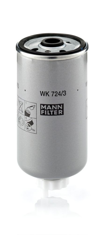 MANN-FILTER Spin-on Filter Height: 162mm Inline fuel filter WK 724/3 buy
