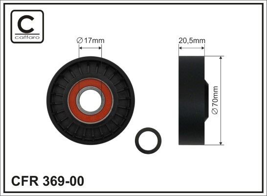 CAFFARO Ø: 70mm, Width: 21mm Tensioner pulley, v-ribbed belt 369-00 buy