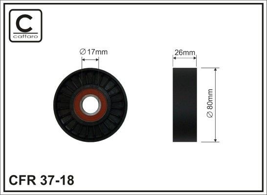 CAFFARO Ø: 80mm, Width: 26mm Tensioner pulley, v-ribbed belt 37-18 buy