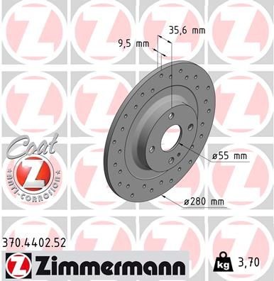 Original 370.4402.52 ZIMMERMANN Brake disc kit FIAT