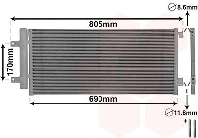 VAN WEZEL 37015705 Air conditioning condenser with dryer, Aluminium, 650mm, 690mm