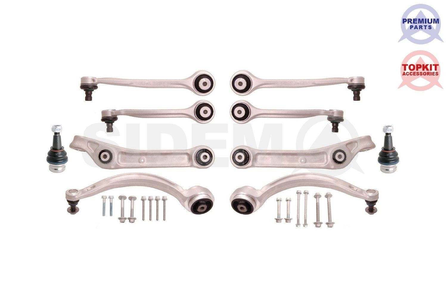 Suspension arm kit SIDEM Trailing Arm, Front Axle, with fastening material - 37550