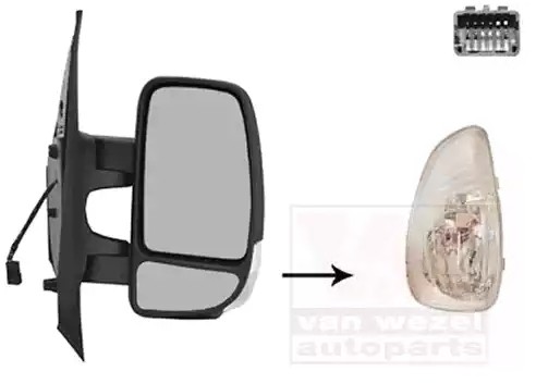 VAN WEZEL 3799818 Wing mirror Right, black, Complete Mirror, Convex, for electric mirror adjustment, Heatable, with thermo sensor, Short mirror arm