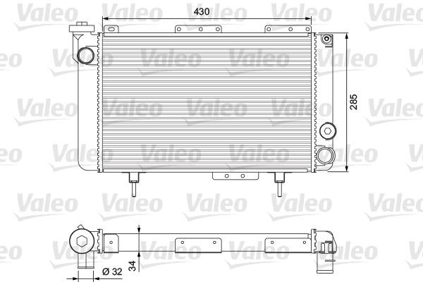 VALEO Aluminium, 430 x 285 x 34 mm, with coolant regulator Radiator 383463 buy