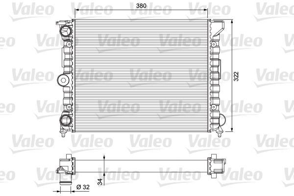 VALEO Aluminium, 380 x 322 x 34 mm, CLASSIC, with coolant regulator Radiator 383818 buy