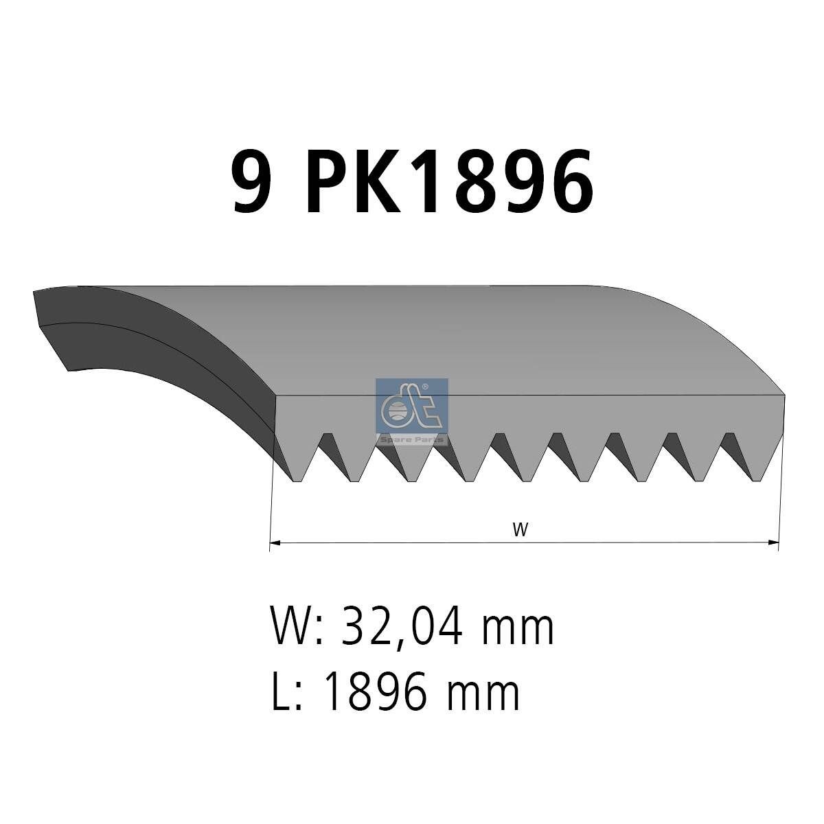 DT Spare Parts 1896mm, 9 Number of ribs: 9, Length: 1896mm Alternator belt 4.81436 buy